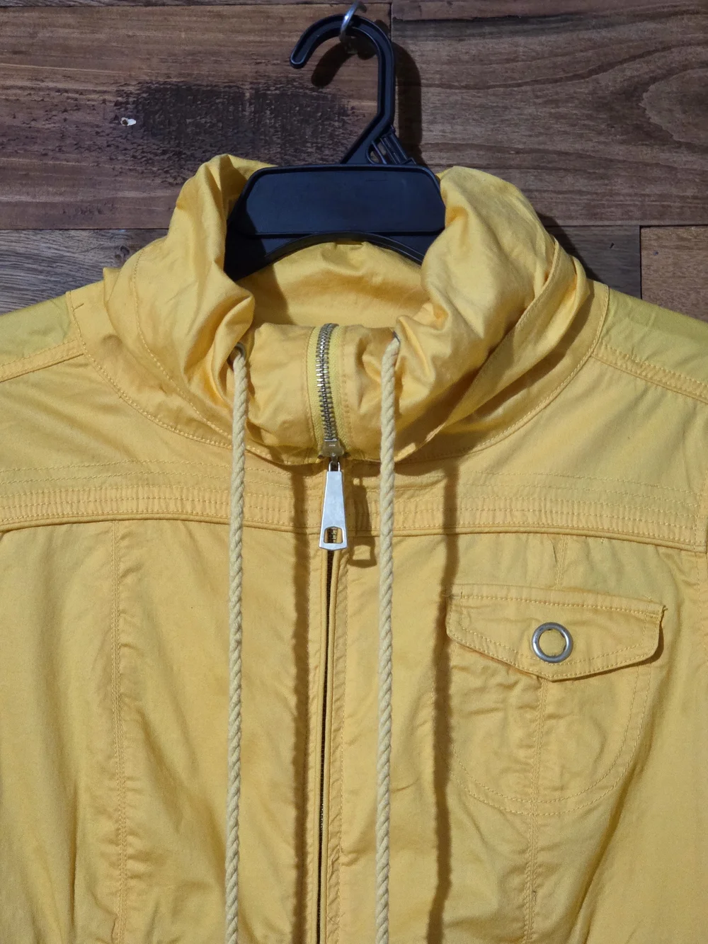 L.A.L. Live a Little Women's L Yellow Casual Utility Jacket Drawstring Full Zip